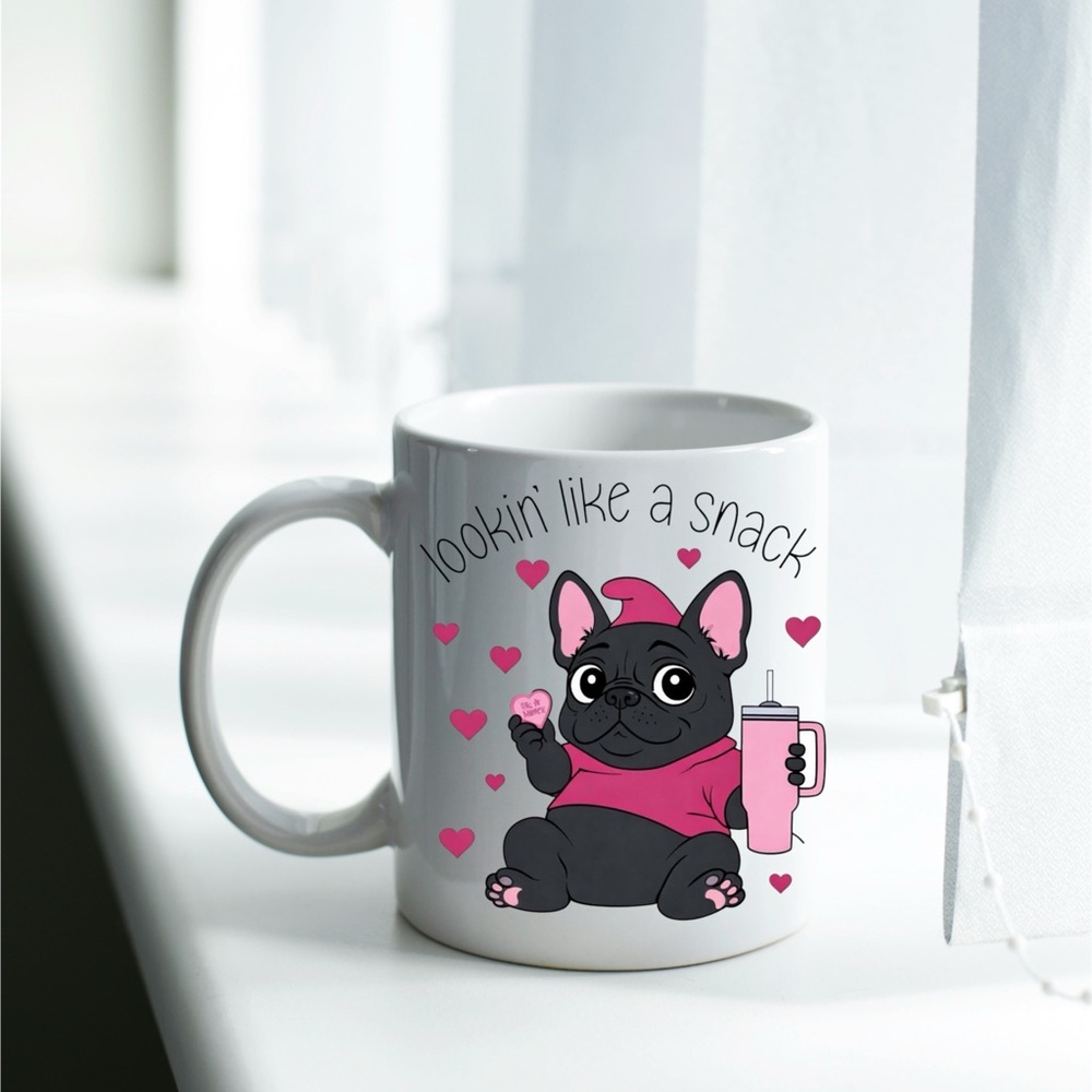 Lookin' Like a Snack Pink French Bulldog Coffee Mug
